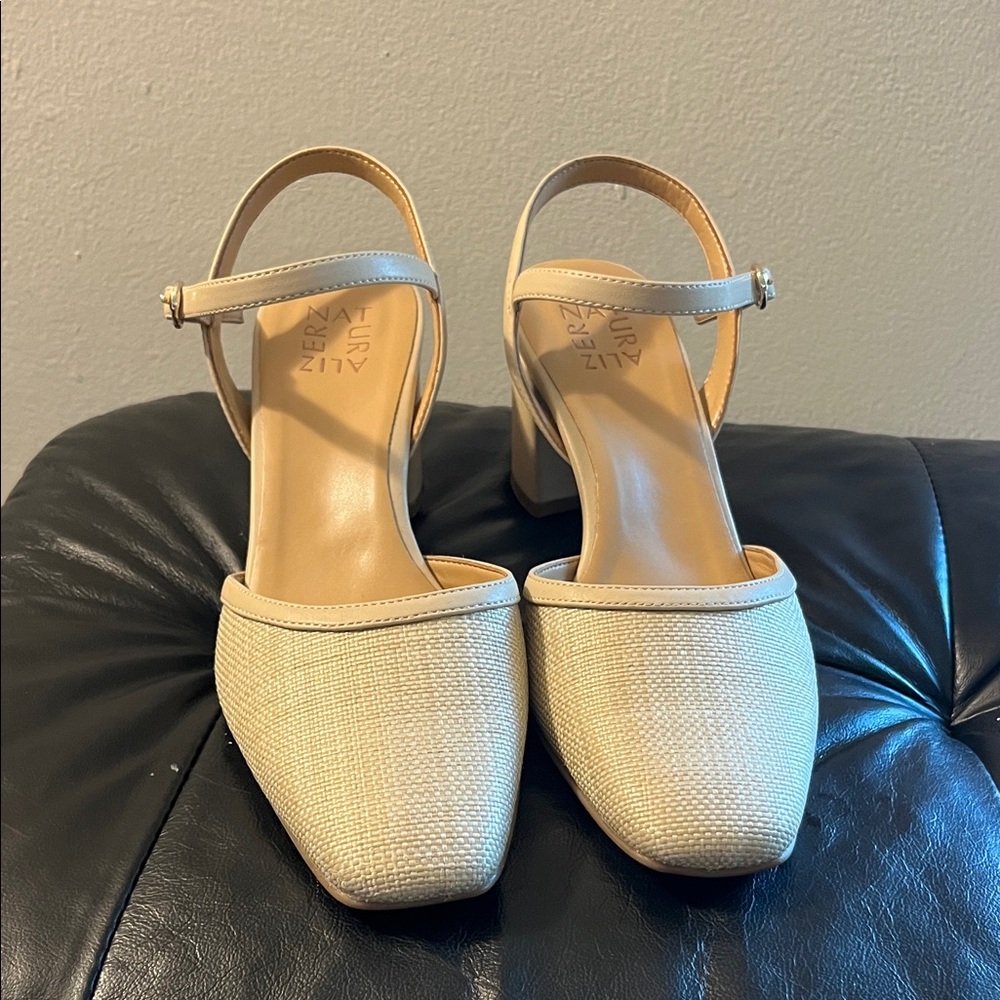 Naturalizer Women's Cream Ankle-Strap Block Heel Pumps
